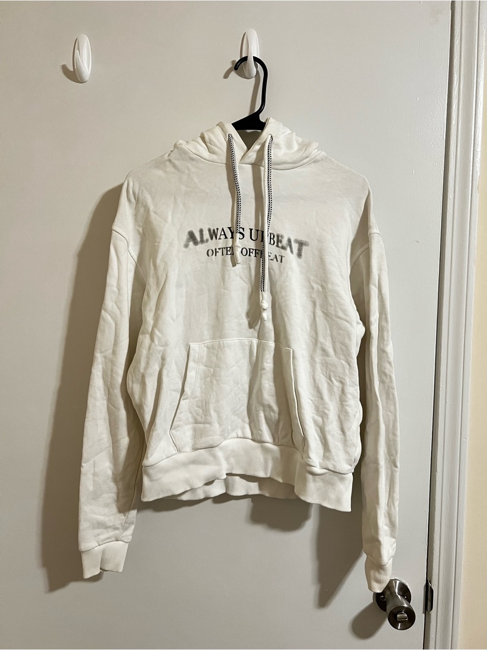 ❤️BUY 2 GET 1 FREE❤️ ZARA Men’s White Always Upbeat Hoodie size S (Unisex)